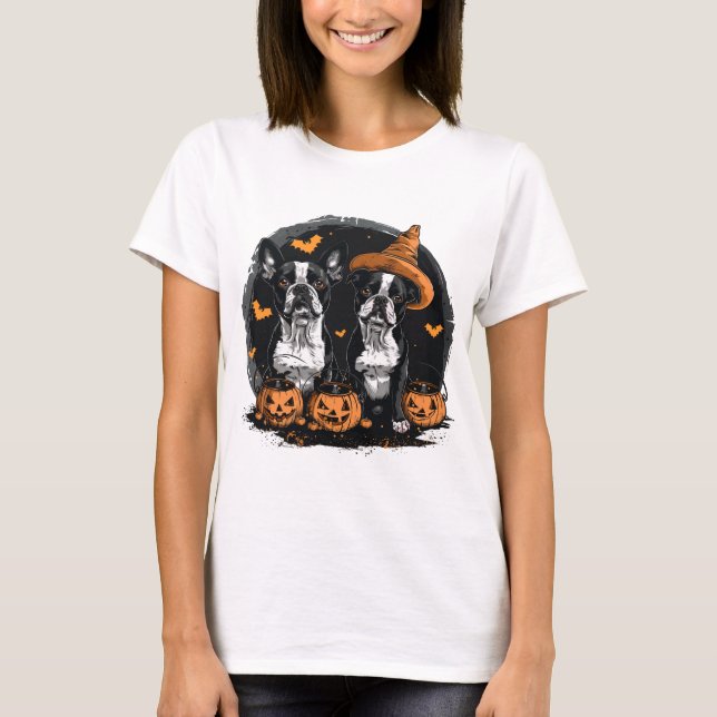Camiseta Perros de Halloween Boston Terrier (Anverso)