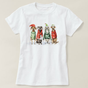 Camiseta Perros de invierno cortos Navidades suaves y brill