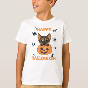 Camiseta Perros de la Calabaza del Pastor Alemán Feliz Hall