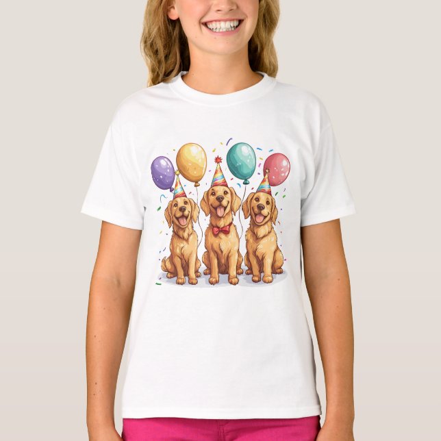 Camiseta Perros de la recuperación de oro del cumpleaños fe (Anverso)