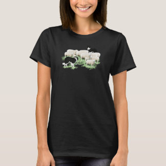 Camiseta perros de los colonos fronterizos pastoreando ovej