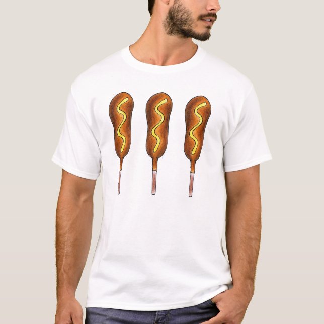 Camiseta Perros de maíz caliente con pollo frito de mostaza (Anverso)
