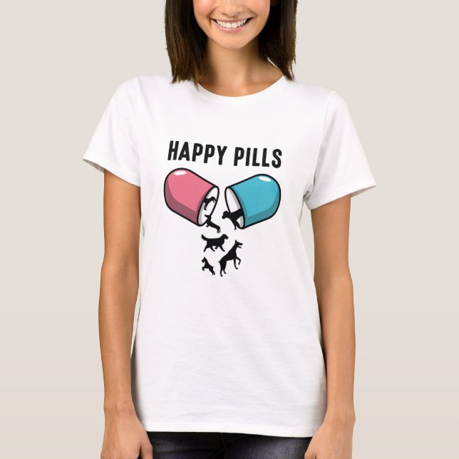 Camiseta Perros de pastillas felices (Anverso)