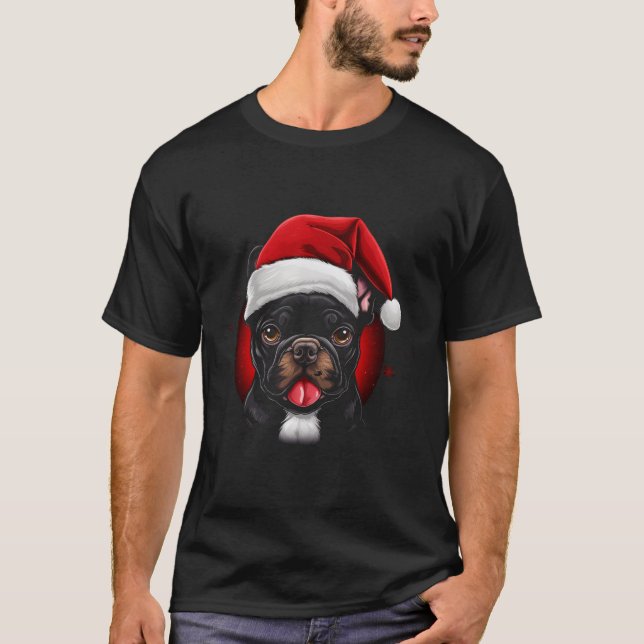 Camiseta Perros de perro franceses Navidades caminando fan  (Anverso)