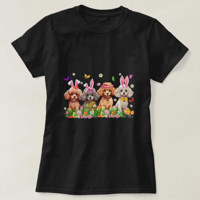 Camiseta Perros De Poodle Con Cesta De Huevos De Arejas Con (Diseño del anverso)