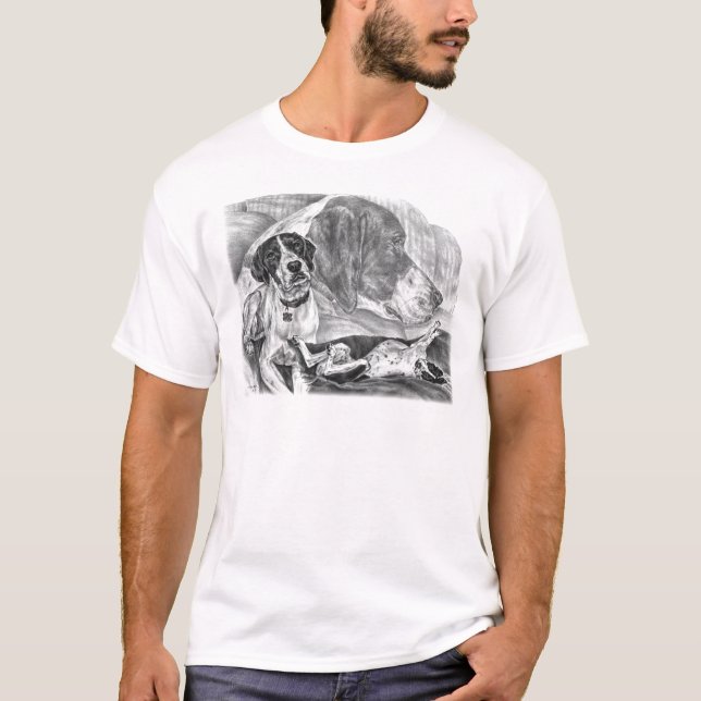 Camiseta Perros de puntero en inglés blanco y negro (Anverso)