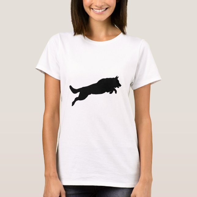 Camiseta Perros de salto del amor de la silueta del pastor (Anverso)