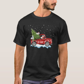 Camiseta Perros de Samoyed viajan en camionetas rojas Navid