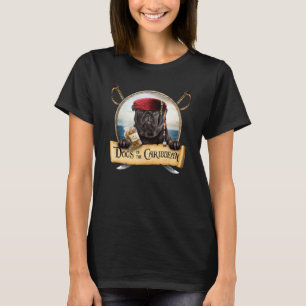 Camiseta Perros del Caribe Lindos Piratas Pug Negro