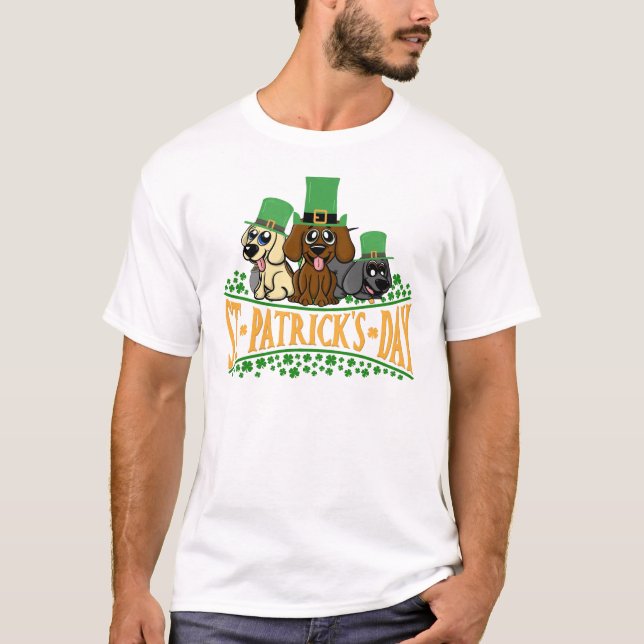 Camiseta Perros del Día de San Patricio Leprechaun Gorra Sh (Anverso)