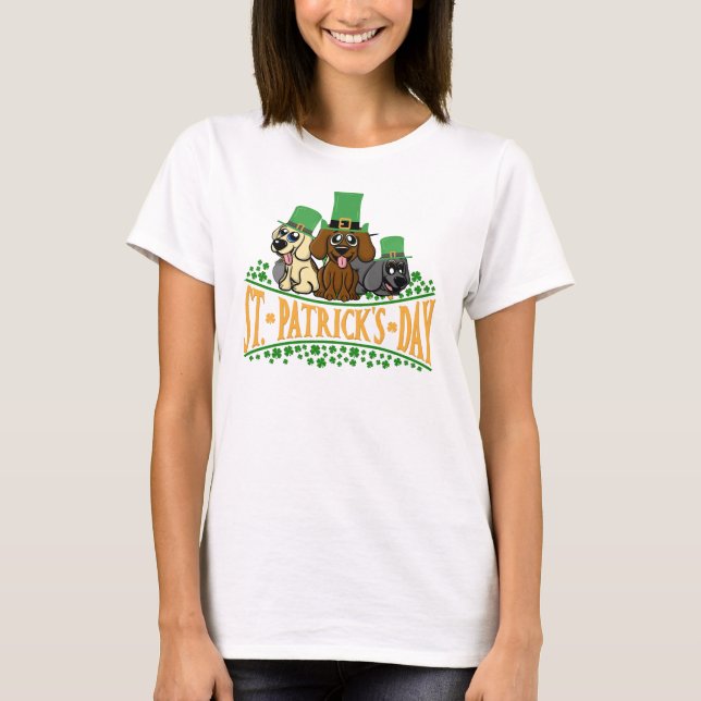 Camiseta Perros del Día de San Patricio Leprechaun Gorra Sh (Anverso)