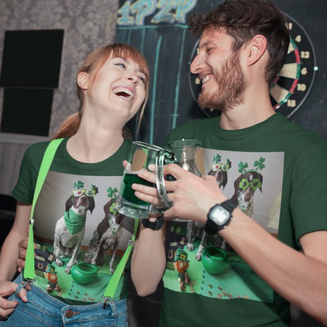 Camiseta Perros del Día de San Patricio listos para Fiesta  (St. Patrick's Day Dogs Ready to Party Dark T-Shirt)