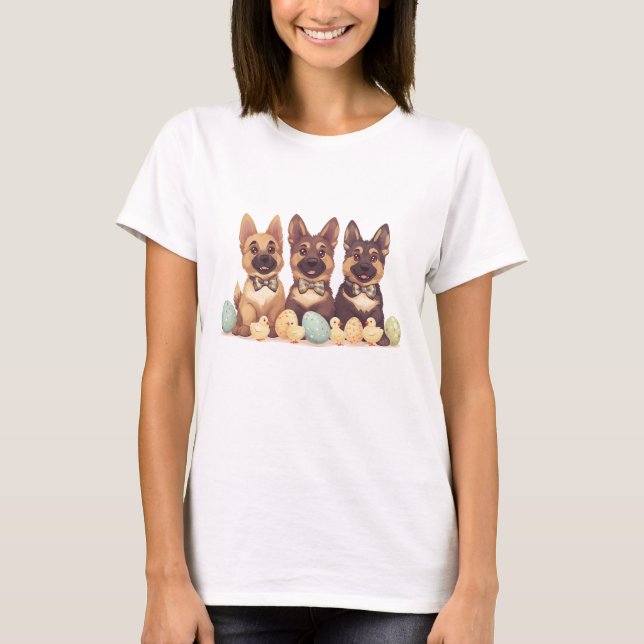 Camiseta Perros del Pastor Alemán de Pascua (Anverso)