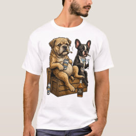 Camiseta Perros Divertidos Bebiendo Cerveza y Whisky Gráfic