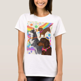 Camiseta Perros divertidos y bonitos con arco iris