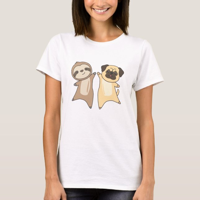 Camiseta Perros espumosos de perro de pug adoran a los perr (Anverso)