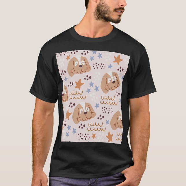 Camiseta Perros, estrellas, líneas: sin costuras (Anverso)