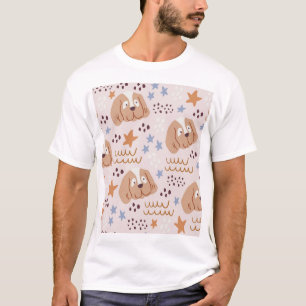 Camiseta Perros, estrellas, líneas: sin costuras