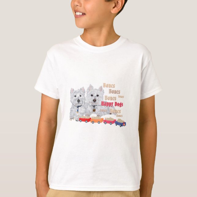Camiseta Perros felices con huesos (Anverso)