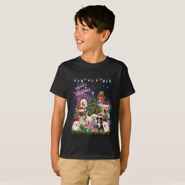 Camiseta Perros Feliz Navidad Luz (Anverso completo)
