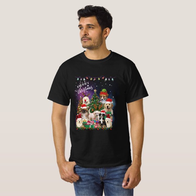Camiseta Perros Feliz Navidad Luz (Anverso completo)