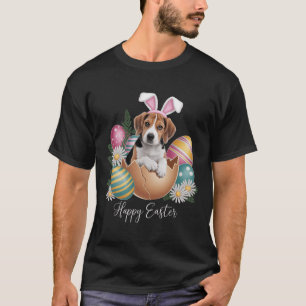 Camiseta Perros Florales Día de Pascua Perrito Beagle Lindo