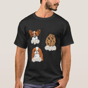 Camiseta Perros florales Papillon Perro inglés Spaniel Gold