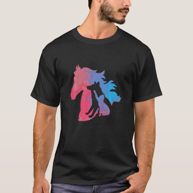 Camiseta Perros gatos y caballos mascotas diseño para prote (Anverso)
