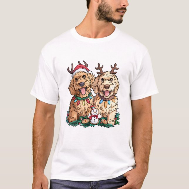 Camiseta Perros Goldendoodle de Navidad (Anverso)