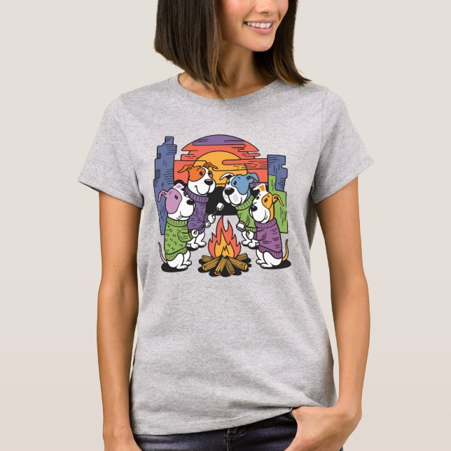 Camiseta Perros graciosos de cachorro asando malvaviscos so (Anverso)