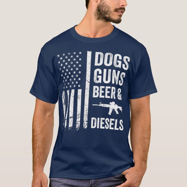 Camiseta PERROS GUNS CERVEZA DIESELS Camión Diesel Mecánico (Anverso)