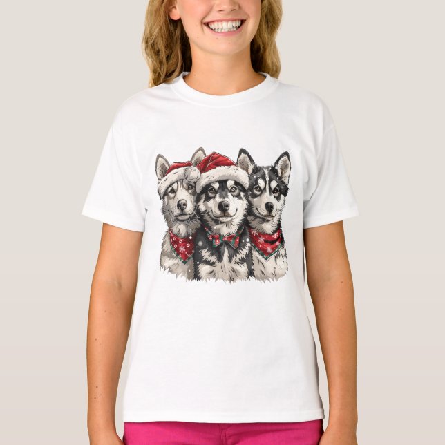 Camiseta Perros Husky de Navidad (Anverso)