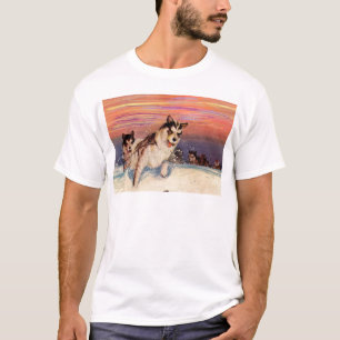 Camiseta Perros husky siberianos de los años 1940 haciendo 