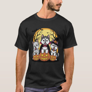 Camiseta Perros Husky Siberianos Divertidos Día de Hallowee