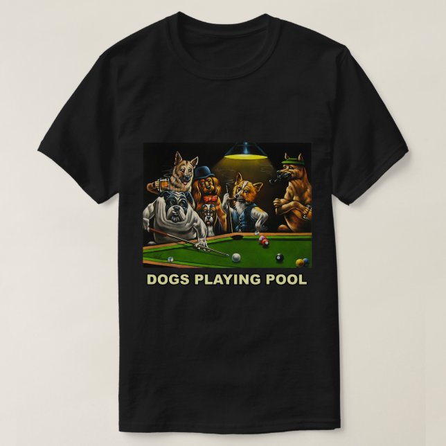 Camiseta Perros jugando al billar arte Cachorros de papel (Diseño del anverso)