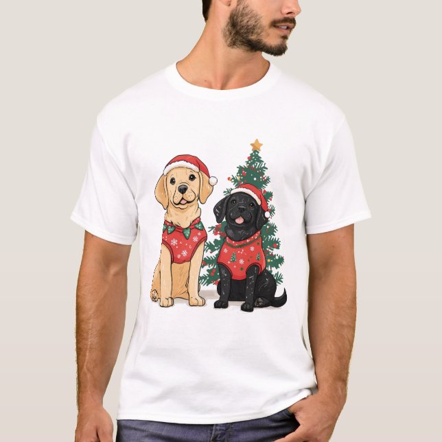 Camiseta Perros Labrador Retriever de Navidad (Anverso)
