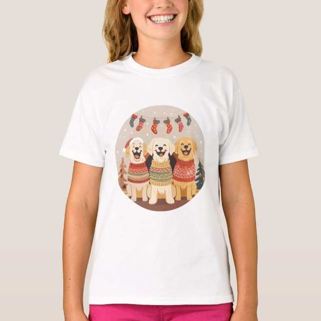 Camiseta Perros Labrador Retriever de Navidad (Anverso)