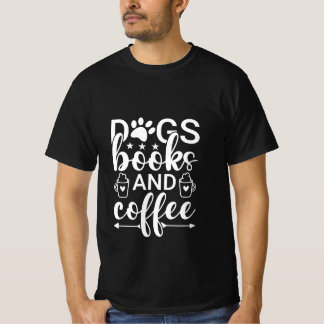 Camiseta perros, libros y café
