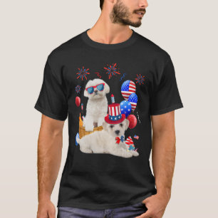 Camiseta Perros Malteses 4 De Julio Bandera Estadounidense