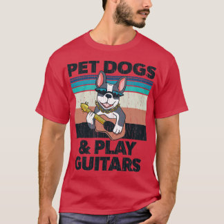 Camiseta Perros mascotas y diseño de época de Guitars