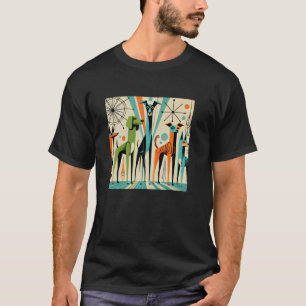 Camiseta Perros Modernos de Mitad de Siglo Arte Retro Estil
