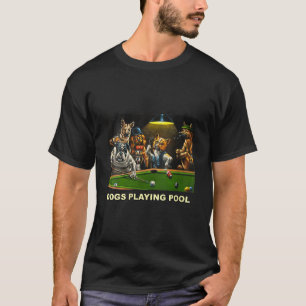 Camiseta Perros mujeres jugando billar arte Cachorros de ca