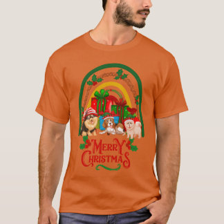 Camiseta Perros navidades desea Feliz Navidad kawaii chico