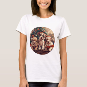 Camiseta Perros Pit Bull Cachorros de Navidad