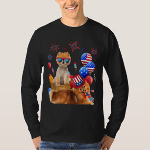 Camiseta Perros Pomeranos 4 De Julio Globos De Bandera Esta