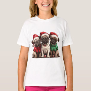 Camiseta Perros Pug de Navidad