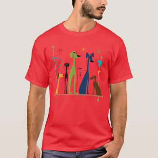 Camiseta Perros retro de estilo moderno de mediados de sigl