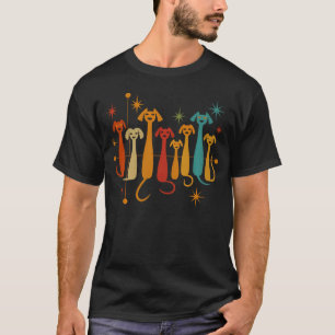 Camiseta Perros Retro de mediados de siglo Estilo 50S 60S A