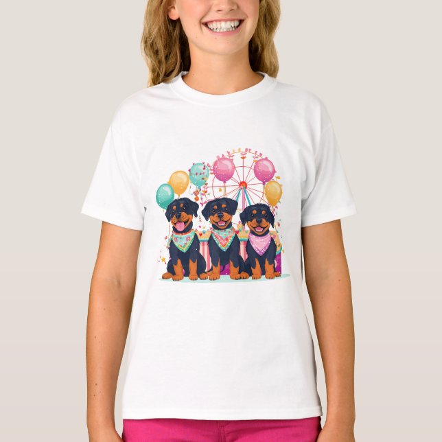 Camiseta Perros Rottweiler En Un Carnaval (Anverso)