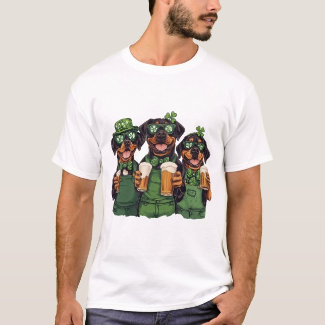 Camiseta Perros rotuiler del Día de San Patricio (Anverso)